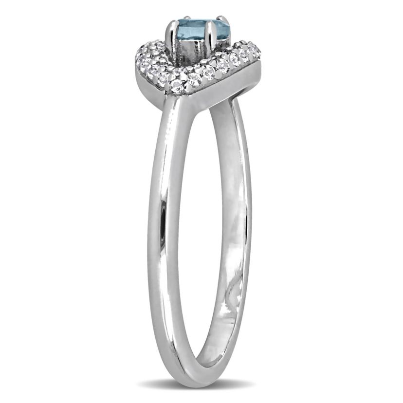 Lab Created Blue Topaz Created White Sapphire Ring in Sterling Silver