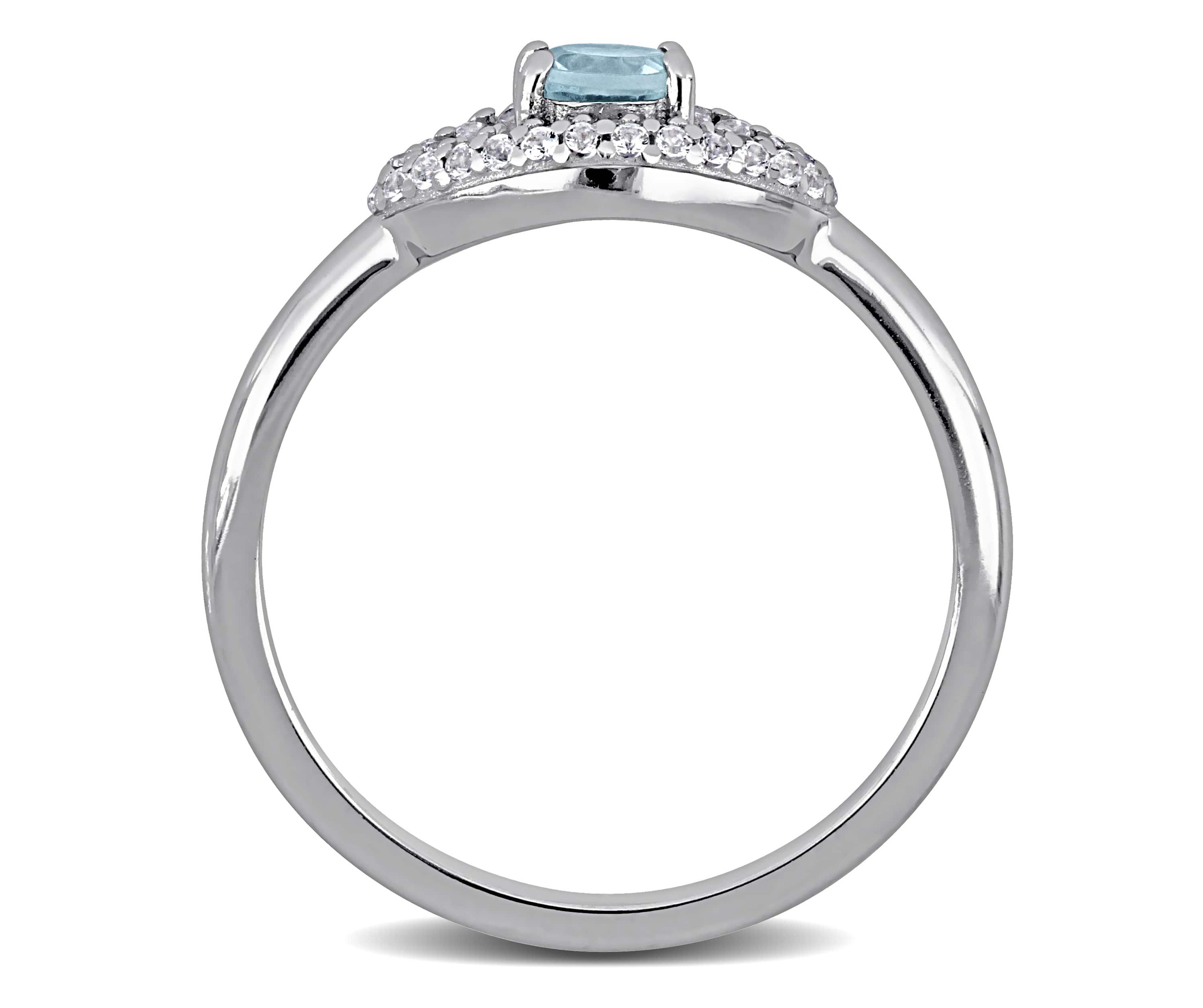 Lab Created Blue Topaz Created White Sapphire Ring in Sterling Silver