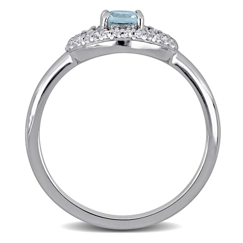 Lab Created Blue Topaz Created White Sapphire Ring in Sterling Silver