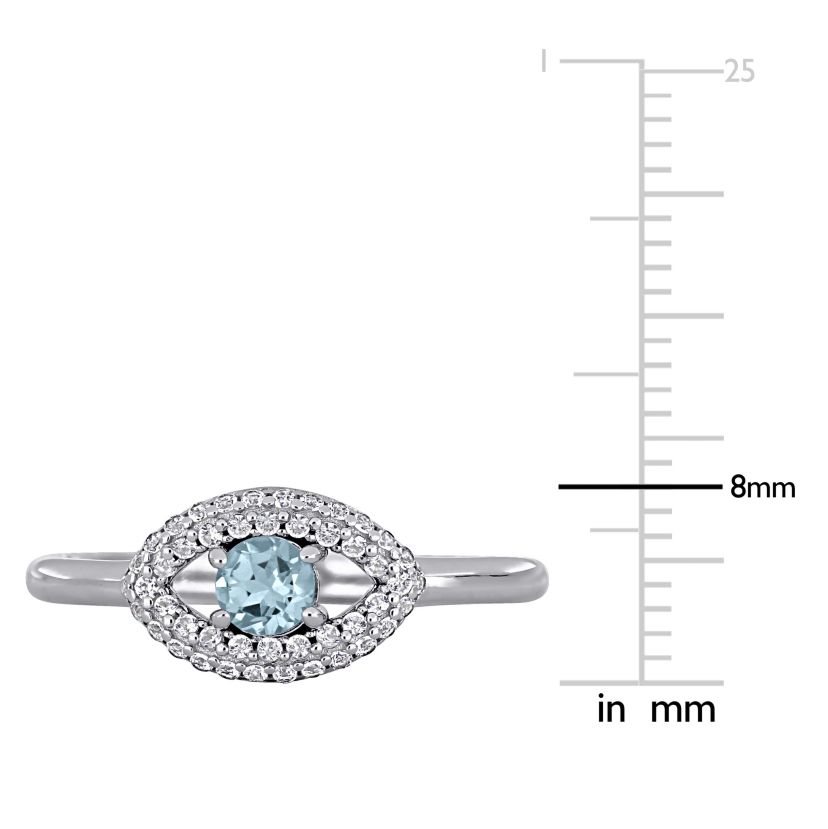 Lab Created Blue Topaz Created White Sapphire Ring in Sterling Silver