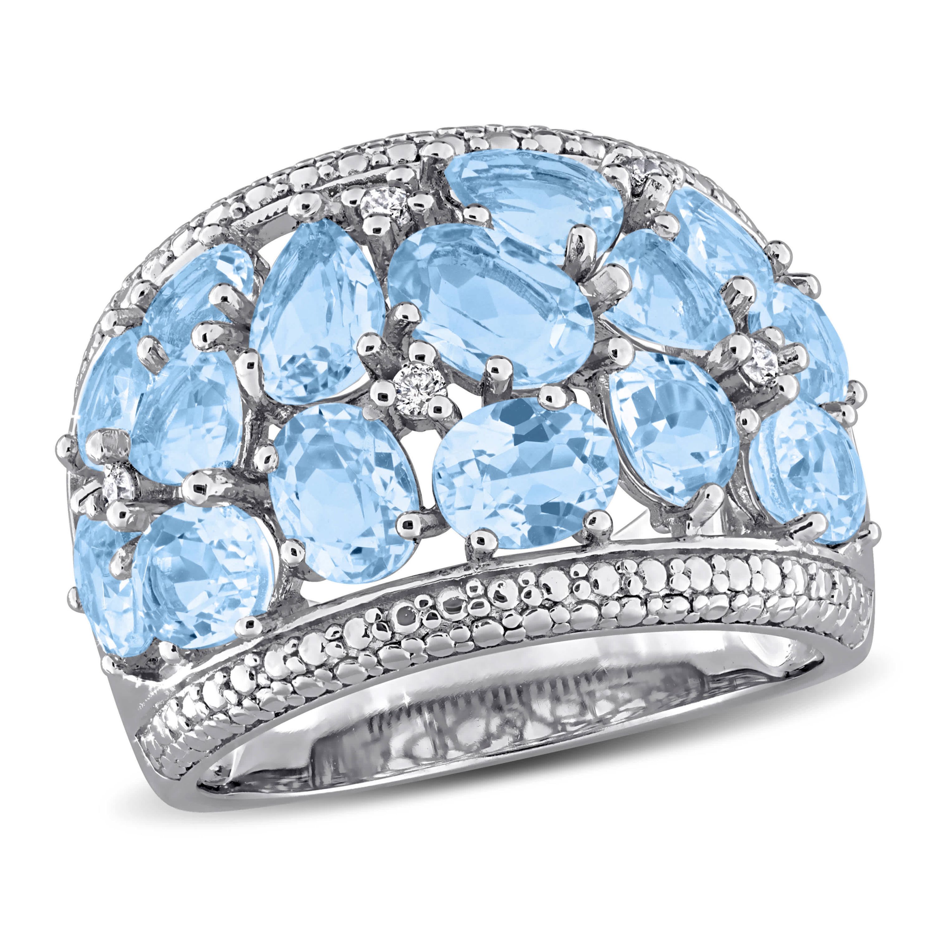 Diamond & Sky Blue Topaz Ring in Sterling Silver