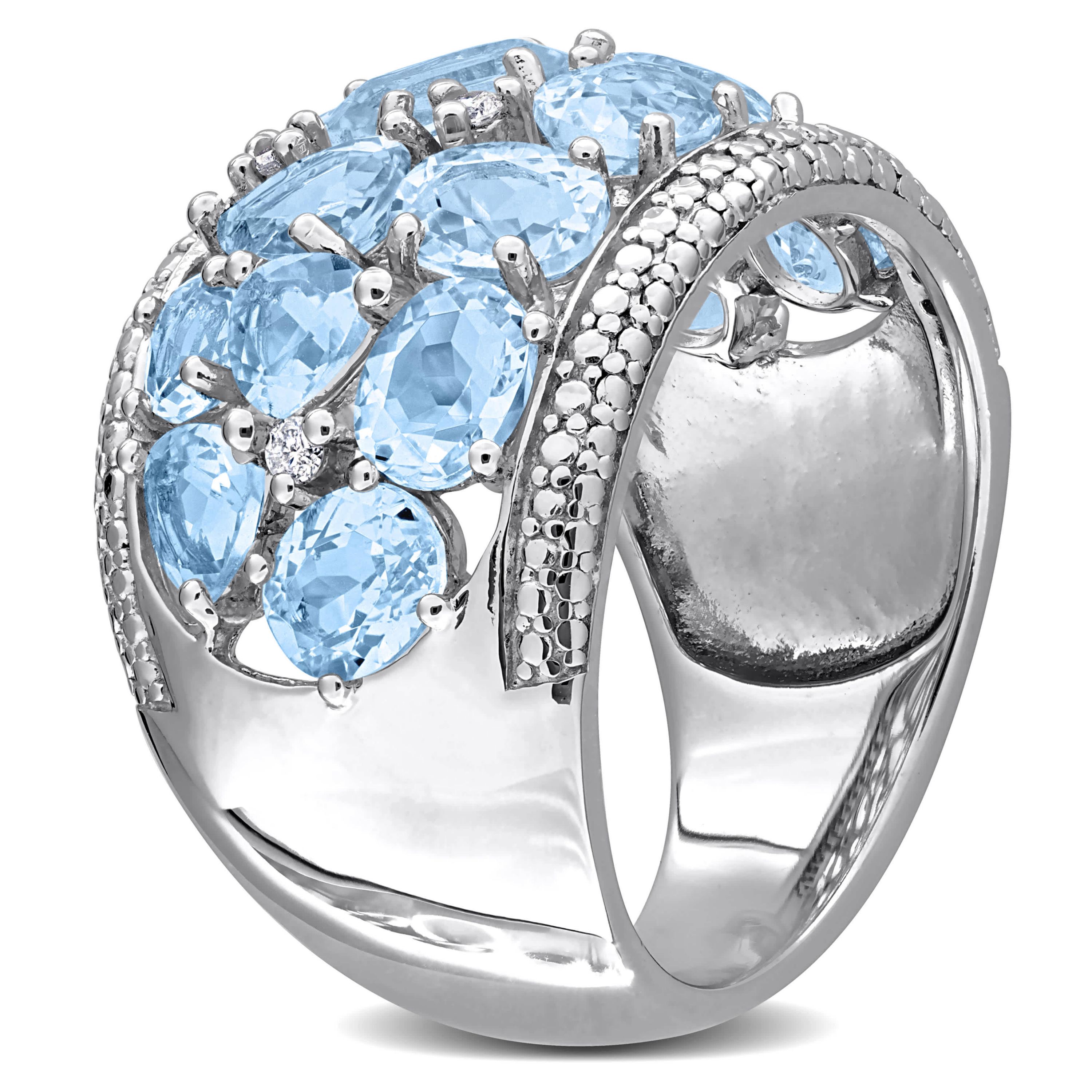 Diamond & Sky Blue Topaz Ring in Sterling Silver