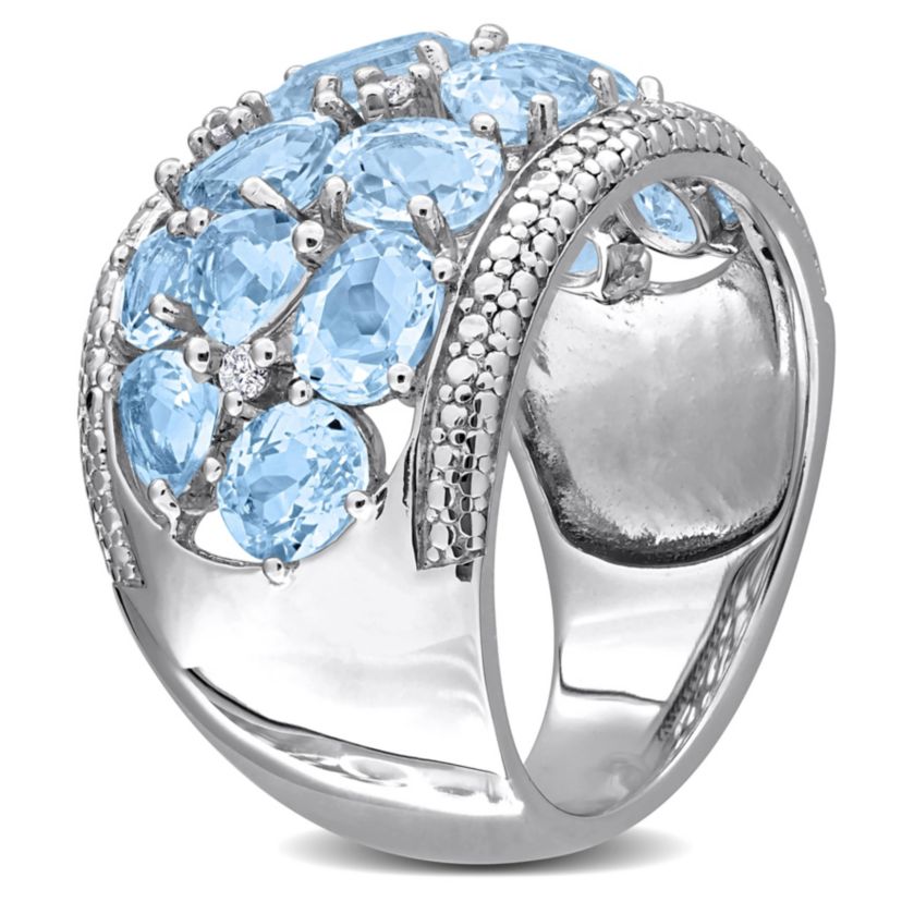 Diamond & Sky Blue Topaz Ring in Sterling Silver