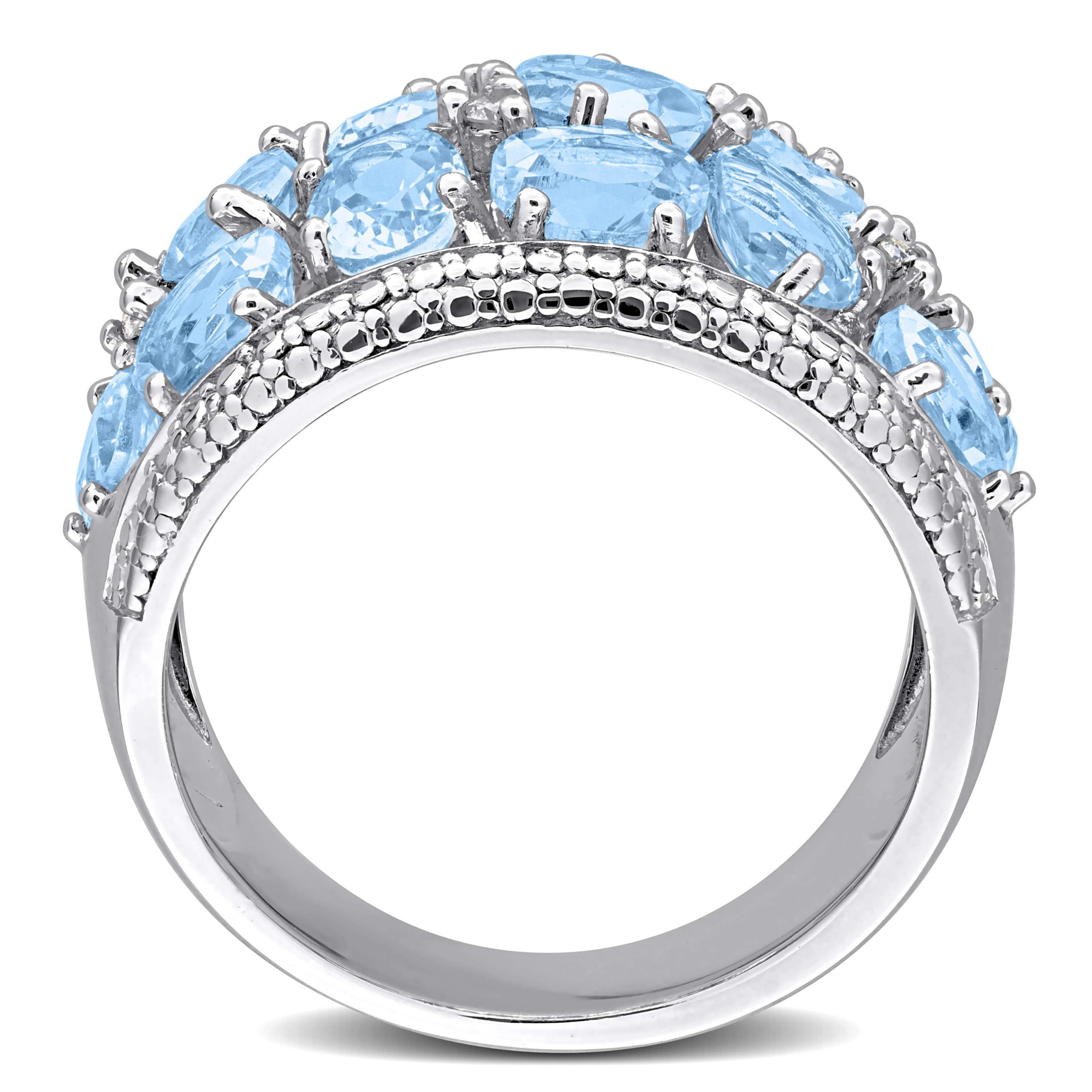 Diamond & Sky Blue Topaz Ring in Sterling Silver
