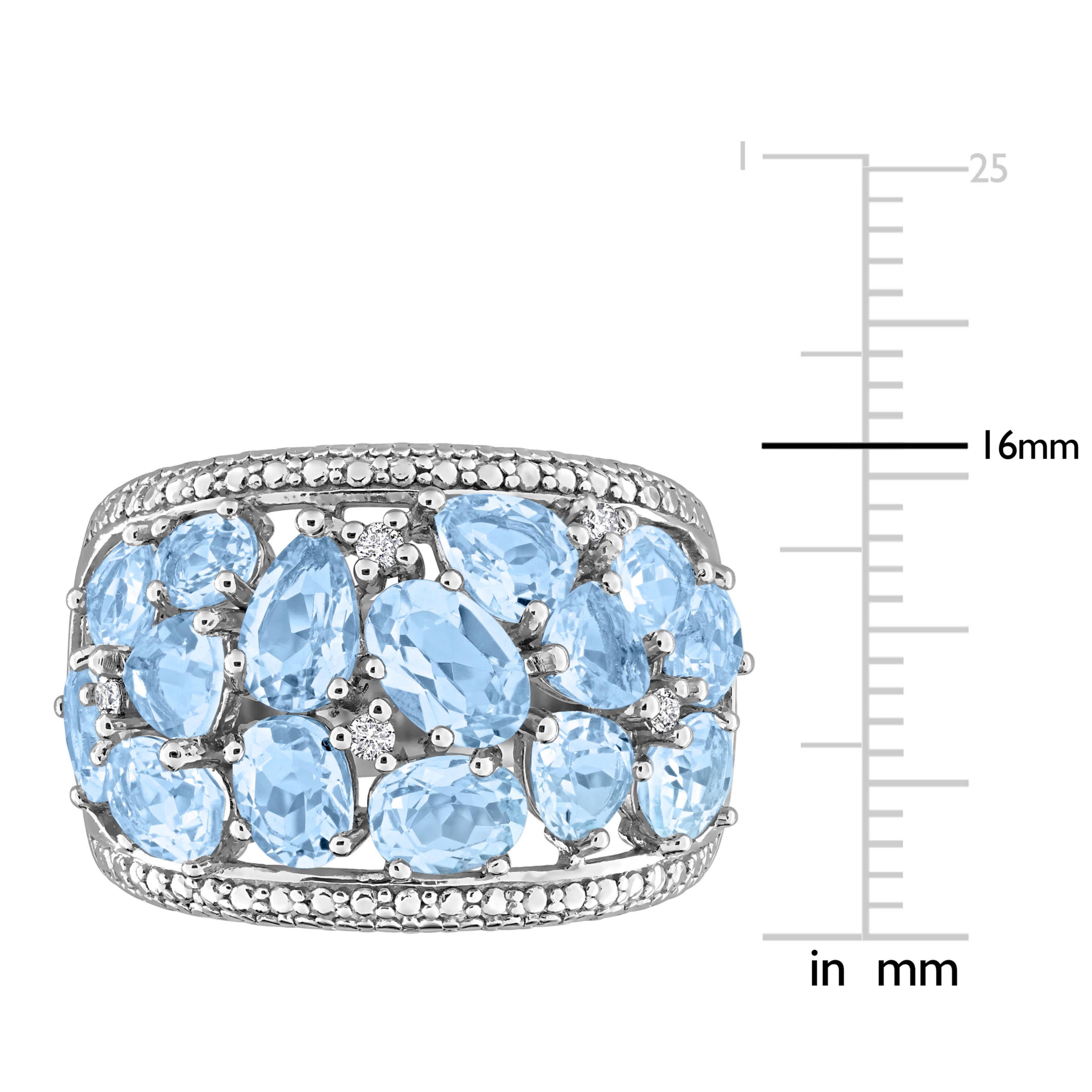 Diamond & Sky Blue Topaz Ring in Sterling Silver