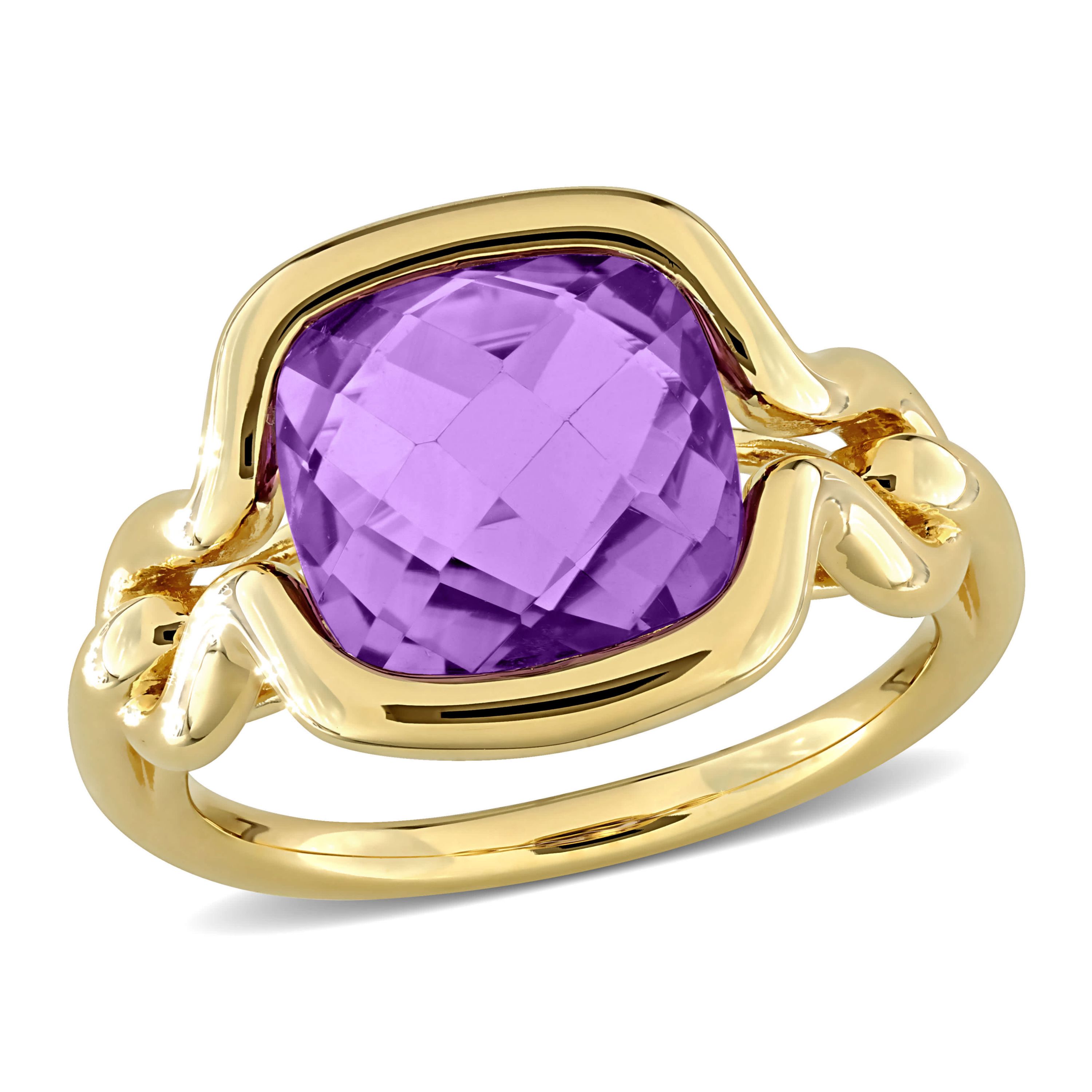 Amethyst Ring in Yellow Plated Sterling Silver