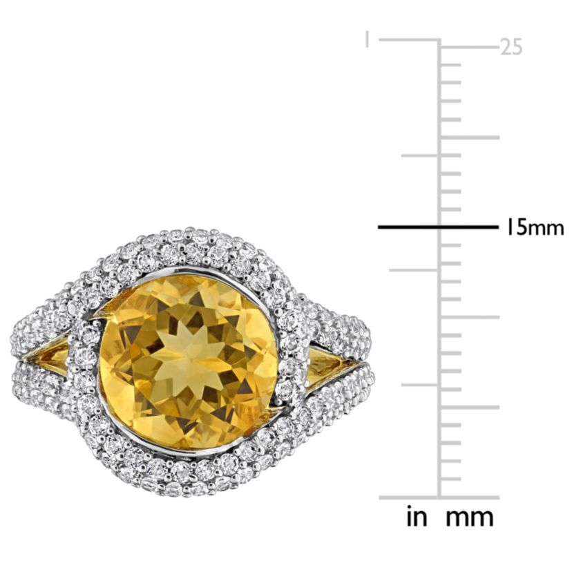 Citrine & White Topaz Ring in Yellow Plated Sterling Silver