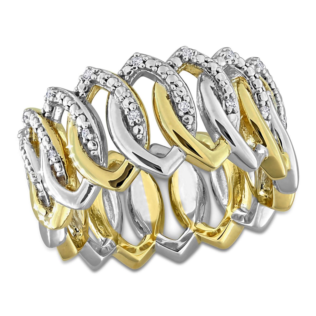Diamond Ring in Two-Tone Silver