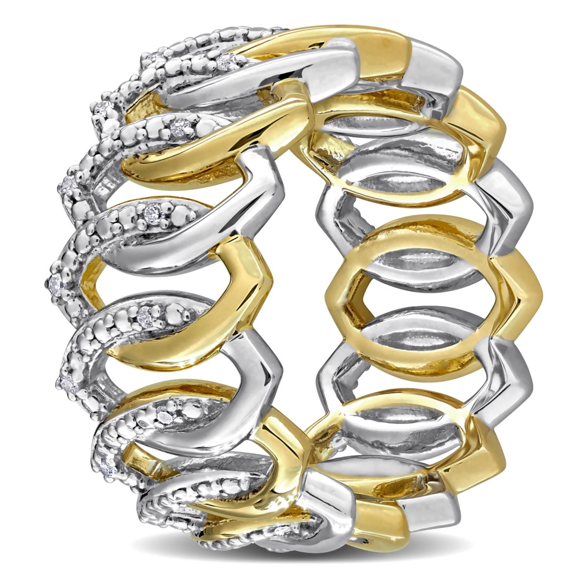 Diamond Ring in Two-Tone Silver
