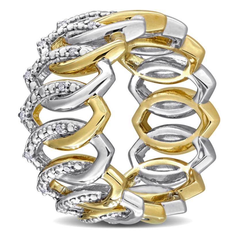 Diamond Ring in Two-Tone Silver