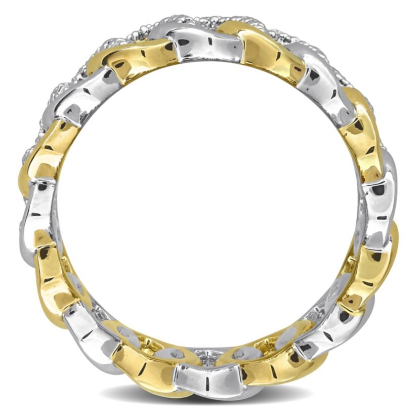 Diamond Ring in Two-Tone Silver