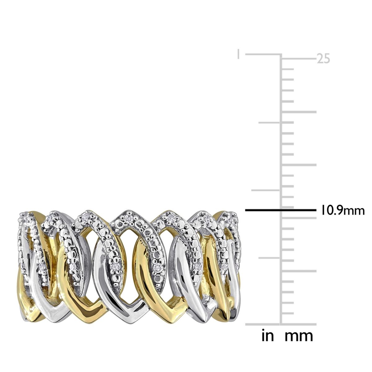 Diamond Ring in Two-Tone Silver