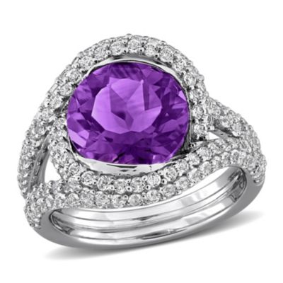 Belk & Co Multi-Gemstone & Diamond Heart Eternity Ring, 7