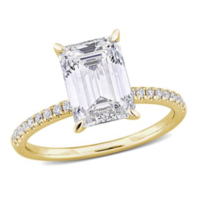 Belk & Co Lab Created Diamond Emerald & Round Engagement Ring in 14K Gold