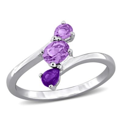 Belk & Co Three-Stone Bypass Ring in Sterling Silver, 9.5