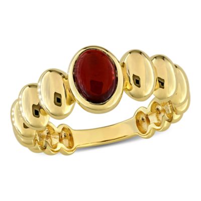 Belk & Co Lab Created Color Gemstone Oval Beaded Ring, 8
