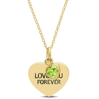 Belk & Co Gemstone "Love You Forever" Heart Pendant with Chain