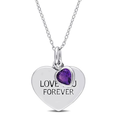 Belk & Co Gemstone "Love You Forever" Heart Pendant with Chain