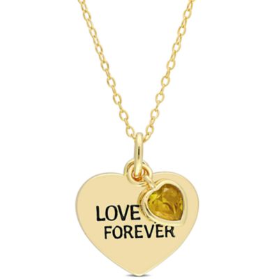 Belk & Co Gemstone "Love You Forever" Heart Pendant with Chain