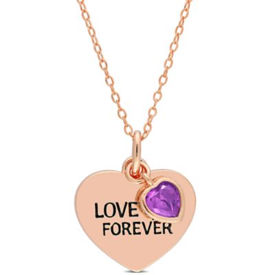 Belk & Co Gemstone "Love Forever" Heart Pendant with Chain