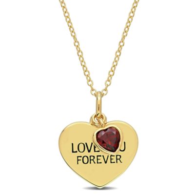 Belk & Co Gemstone "Love Forever" Heart Pendant with Chain