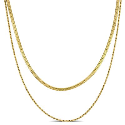 Belk & Co 4.5MM Double Strand Herringbone & Rope Chain Necklace