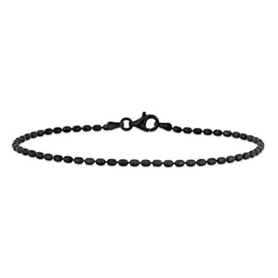 Belk & Co 1.8mm Oval Diamond Cut Bracelet in Black Rhodium Plated Sterling Silver
