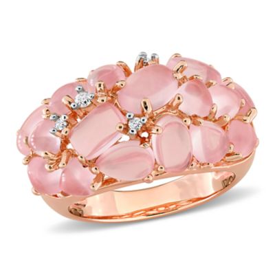 Belk & Co Diamond & Rose Quartz Ring in Rose Plated Sterling Silver, Pink, 6