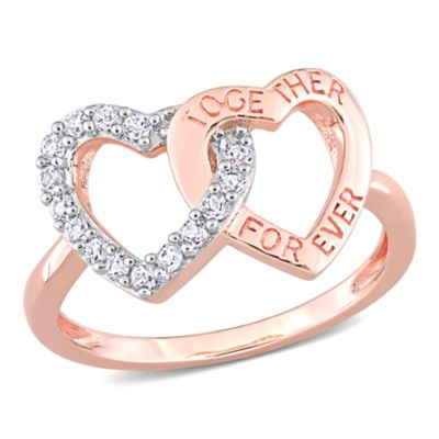 Belk & Co White Topaz Ring in Rose Plated Sterling Silver, Pink, 6