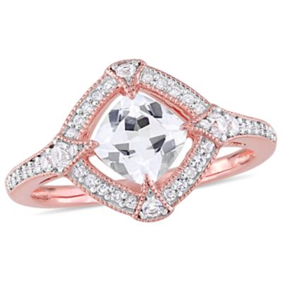 Belk & Co Lab Created Diamond & White Sapphire Ring in Rose Plated Sterling Silver, Pink, 7.5