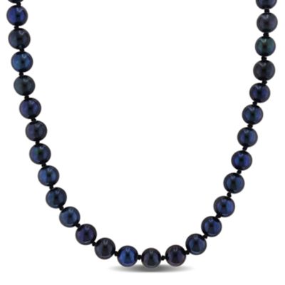 Belk & Co 6-6.5mm Black Freshwater Cultured Pearl Necklace in Sterling Silver, 18 in