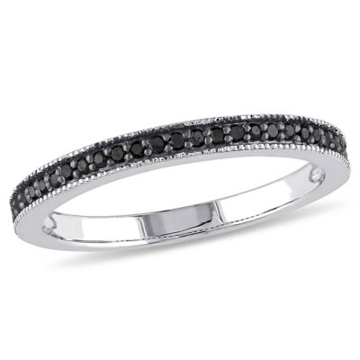 Belk & Co Black Diamond Ring in Sterling Silver, White, 5.5