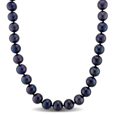 Belk & Co 8-9mm Black Freshwater Cultured Pearl Necklace in Sterling Silver, 20 in