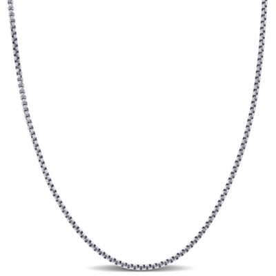 Belk & Co 1.6mm Round Box Link Chain Necklace in 10K White Gold