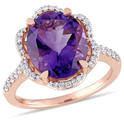 Belk & Co Diamond & Amethyst-Africa Ring in 14k Rose Gold, Pink, 6