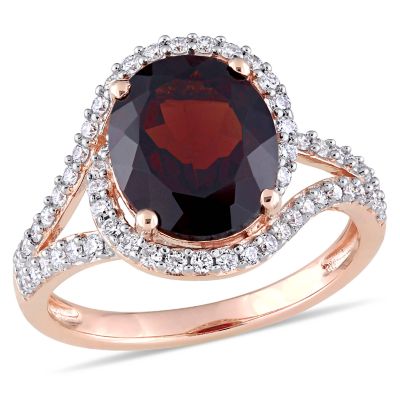 Belk & Co Diamond & Garnet Ring in 14k Rose Gold, Pink, 6