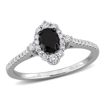 Black & White Diamond Engagement Ring, 14k White Gold – 70% Off