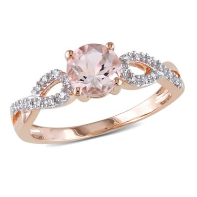 Belk & Co Morganite & Diamond Infinity Engagement Ring in 10k Rose Gold, Pink, 8