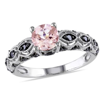 Belk & Co Morganite & Black Diamond Infinity Engagement Ring in 10k White Gold with Black Rhodium