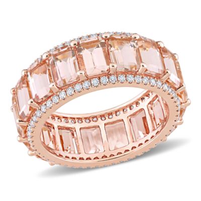 Belk & Co Morganite and Diamond Eternity Ring in 14K Rose Gold, Pink, 6