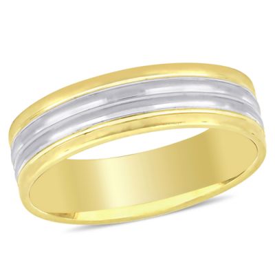 Belk & Co 6mm Men's Wedding Band in 10k Two-Tone Gold