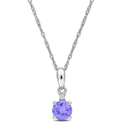 Belk & Co Tanzanite & Diamond Accent Pendant with Chain in 10K Gold, White