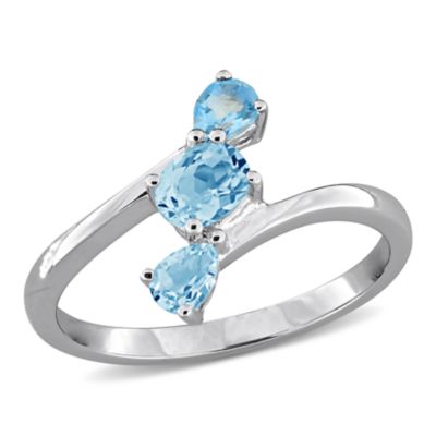 Belk & Co Swiss Blue Topaz Ring in Sterling Silver, White, 8