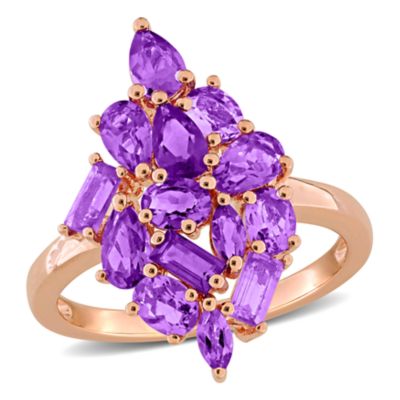 Belk & Co Amethyst & Amethyst-Africa Ring in Rose Plated Sterling Silver, Pink, 6