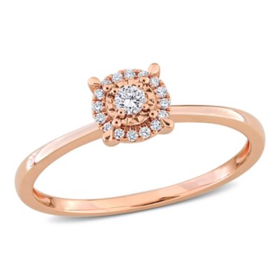 Belk & Co Lab Created Diamond Ring in 14k Rose Gold, Pink, 10