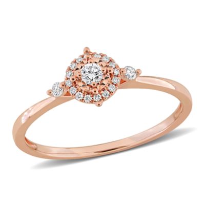 Belk & Co Lab Created Diamond Ring in 14k Rose Gold, Pink, 6