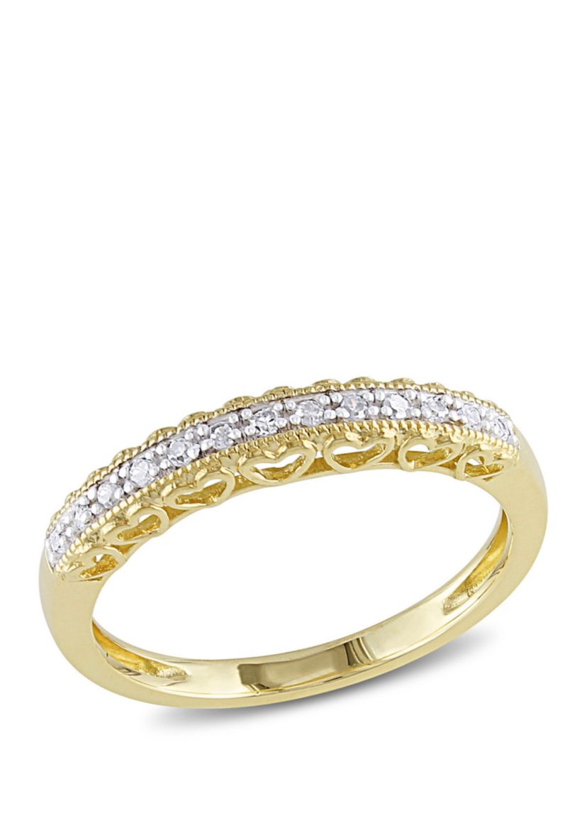 0.08 ct t.w. Diamond Heart Anniversary Band in 10K Yellow Gold
