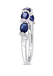 7/8 ct. t.w. Oval Sapphire and 1/4 ct. t.w. Diamond Ribbon Ring in 14k White Gold