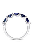 7/8 ct. t.w. Oval Sapphire and 1/4 ct. t.w. Diamond Ribbon Ring in 14k White Gold