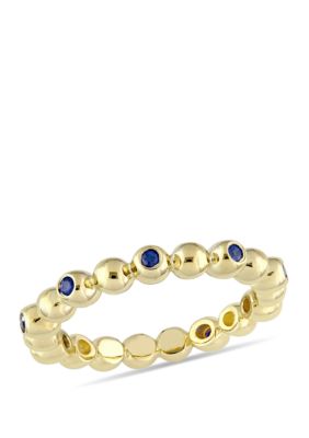 1/5 ct. t.w. Sapphire Beaded Scalloped Eternity Ring 14k Yellow Gold
